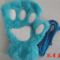 Mandotos winter half-cover paw bear cat claw gloves with short fingers, cozy and stylish for cold weather.