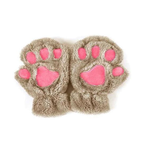 Mandotos winter short finger gloves with adorable paw and bear cat claw designs, perfect for warmth and style.