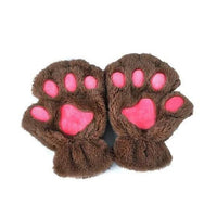 Mandotos winter short finger gloves with cute paw and bear cat claw design, perfect for warm and stylish hand coverage.