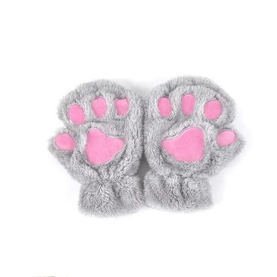 Mandotos winter half-cover paw bear cat claw gloves with short fingers, cozy and stylish for cold weather.
