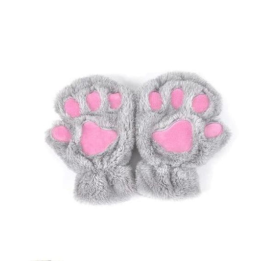 Mandotos winter half-cover paw bear cat claw gloves with short fingers, cozy and stylish for cold weather.
