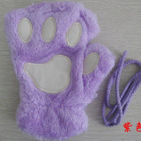Mandotos winter short finger paw bear cat claw gloves, cozy half-cover design for warmth and style.