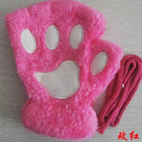Mandotos winter half-cover paw bear cat claw gloves with short fingers, cozy and stylish for cold weather.