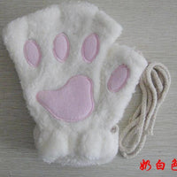 Mandotos winter half-cover paw bear cat claw gloves with short fingers, cozy and stylish for cold weather.