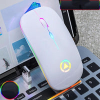 Wireless charging Bluetooth mouse by MANDOTOS with sleek design, visible buttons, and charging pad in the image.