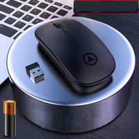 Wireless charging Bluetooth mouse by MANDOTOS with ergonomic design and sleek black finish, suitable for home and office use.