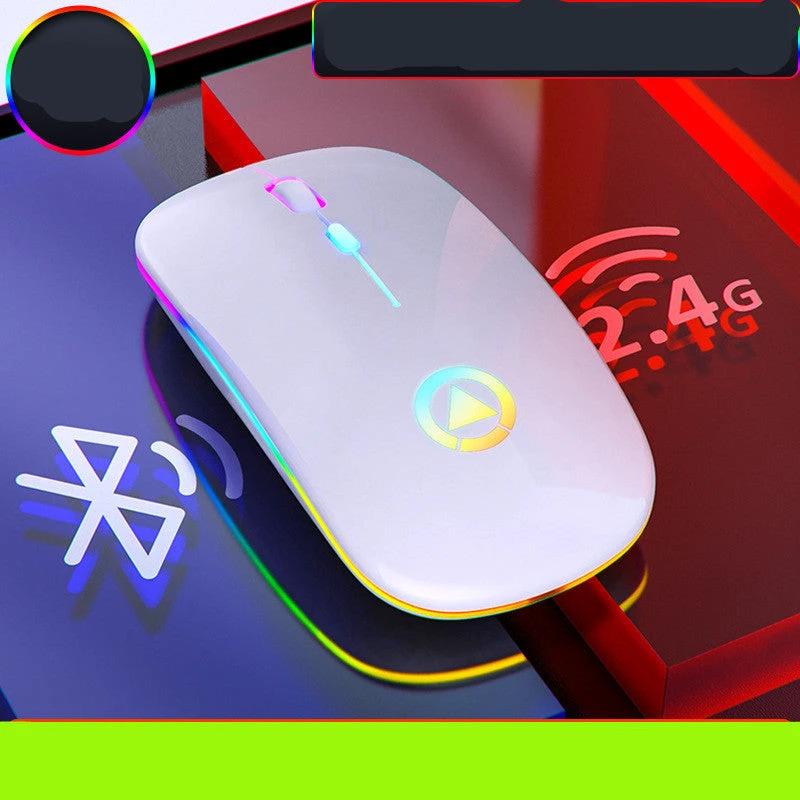 Mandotos wireless charging Bluetooth mouse with ergonomic design and sleek black finish, featuring multiple button controls.
