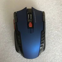 Wireless MANDOTOS mouse with ergonomic design, featuring a sleek black body and scroll wheel, on a plain white background.