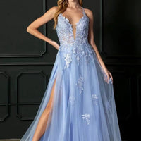 Long women’s evening dress with suspenders by Mandotos, elegant dance dress for formal occasions.