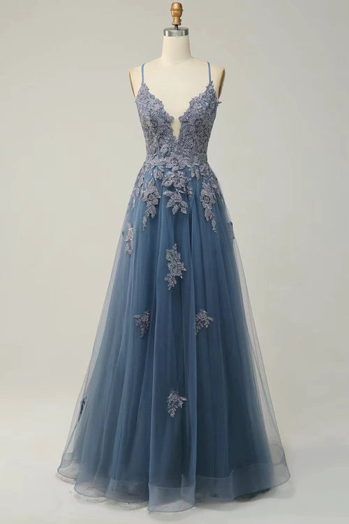 Long women’s evening dress with suspenders by MANDOTOS, elegant dance dress suitable for formal events and evening occasions.
