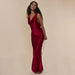 Mandotos women's banquet style evening long dress with lace-up front, elegant and flowing for formal occasions.