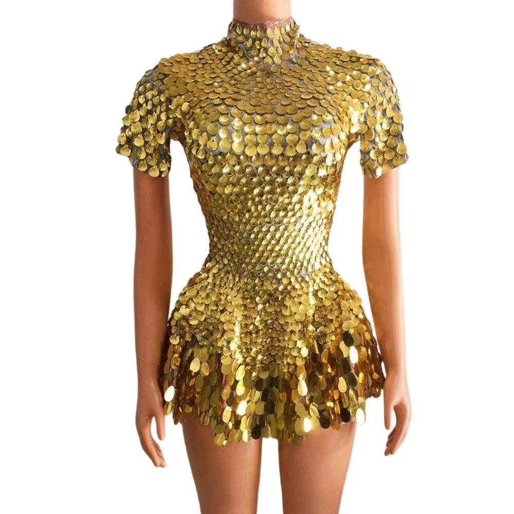 Women's fashionable sequins skirt by MANDOTOS featuring dazzling design, zipper closure, perfect for daily wear and parties.