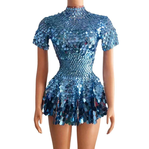 Women's fashionable sequins skirt by MANDOTOS, featuring dazzling design, zipper detail, perfect for daily wear or parties.