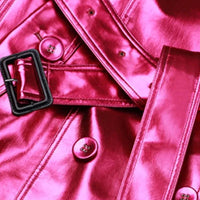Women's slim fit high fashion leather coat by MANDOTOS, showcasing a stylish and elegant design with a tailored silhouette.