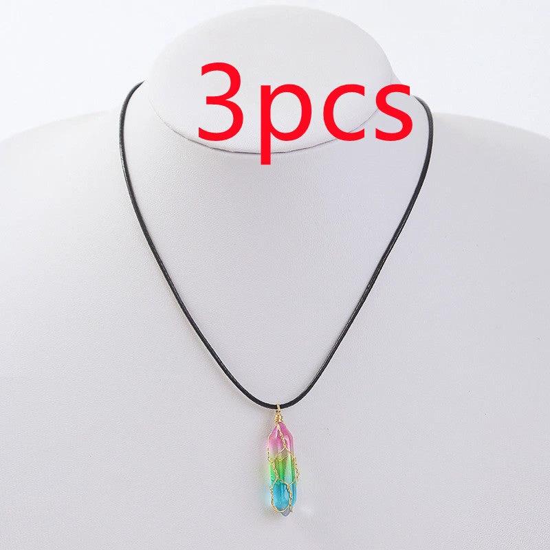 Women's transparent geometric diamond crystal necklace by MANDOTOS featuring sparkling crystal accents and a modern design.