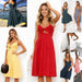 Mandotos women's sleeveless backless summer dress with straps, long close-fitting sheath for party and evening occasions.