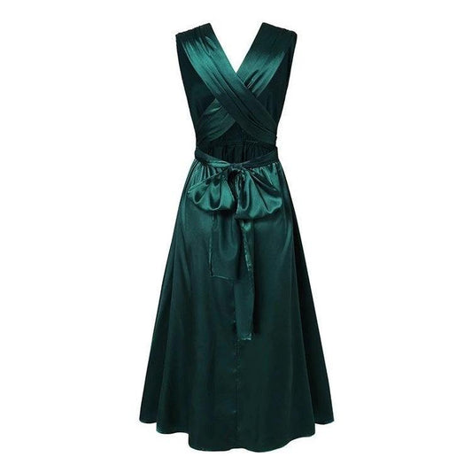 Mandotos long sleeve women's bodycon dress with wrap hips, robe style, and V-neck design, perfect for elegant and stylish occasions.