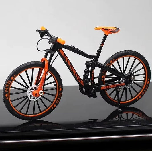 Mini alloy racing bicycle diecast model by MANDOTOS, pocket-sized motorcycle replica with detailed design and vibrant colors.