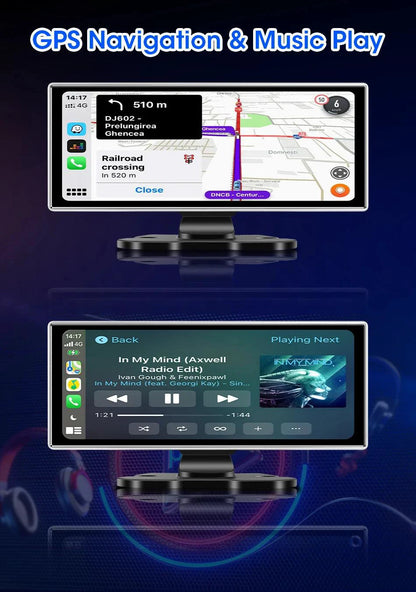 Mandotos 11.26-inch 4K Car DVR dash cam with dual lenses, wireless connectivity, GPS, and monitor display in a sleek design.
