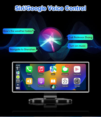 Mandotos 11.26-inch 4K Car DVR dash cam with dual lenses, wireless connectivity, GPS, and large touchscreen display.