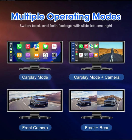MANDOTOS 11.26-inch 4K Car DVR dash cam with dual lenses, wireless connectivity, GPS, and large monitor for vehicle recording.
