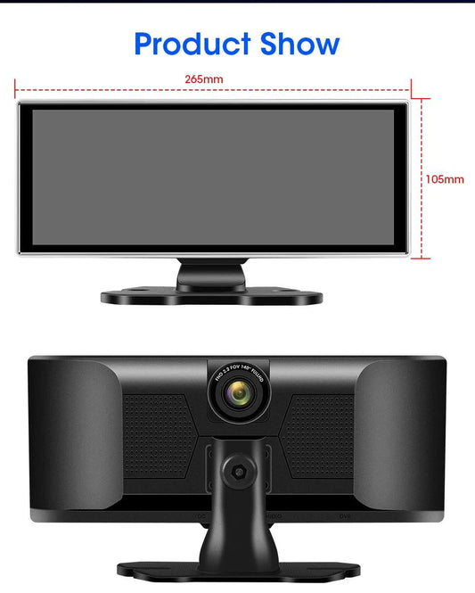 Mandotos 11.26-inch 4K Car DVR dash cam with dual lenses, wireless, GPS, 5G Wi-Fi, and touch screen for vehicle recording.
