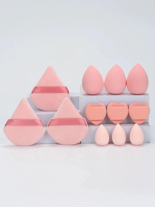 Mandotos 12-piece all-purpose makeup sponge set with loose powder puffs, mini beauty blenders, and air cushion sponges for flawless application