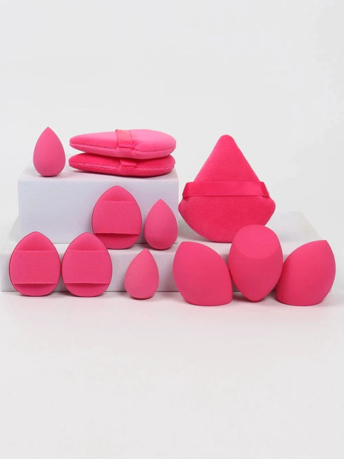 Mandotos 12-piece all-purpose makeup sponge set includes beauty eggs, mini cushions, and loose powder puffs for flawless application.