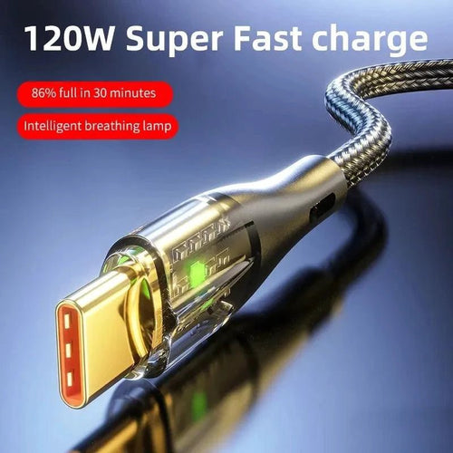 Mandotos 120W USB-C cable for fast charging and data transfer, compatible with Xiaomi 12, Redmi Note 11, Samsung S23, S22, Huawei.