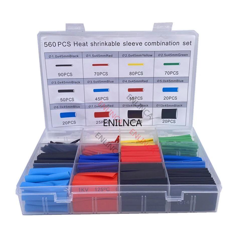 Mandotos heat-shrink tubing kit with 127-750pcs thermoresistant sleeves for electrical wiring, insulation, and cable protection.