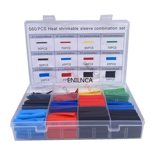 Mandotos heat-shrink tubing kit with 127-750pcs thermoresistant sleeves for electrical wiring, insulation, and cable protection.