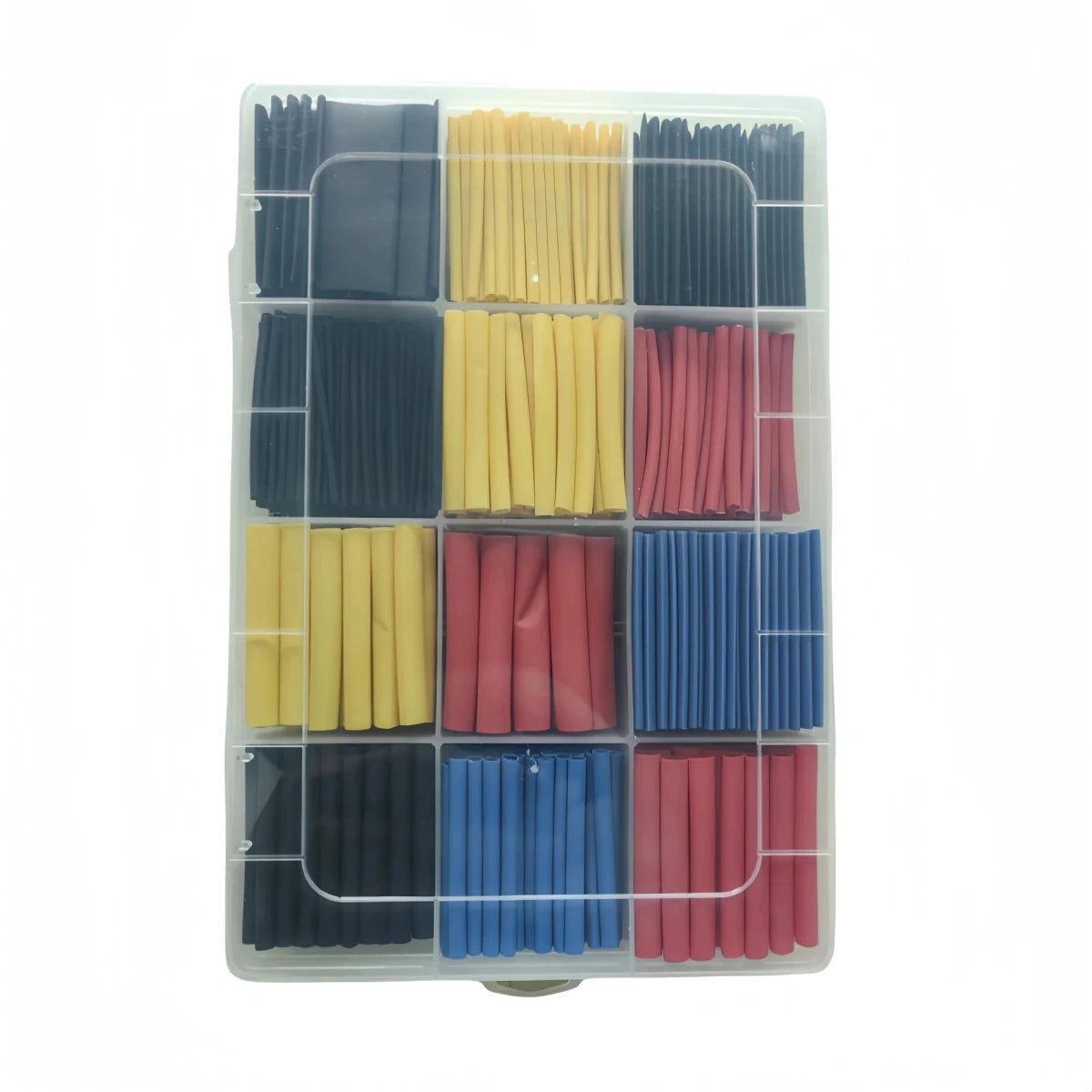 Mandotos heat-shrink tubing kit with 127-750 pieces, thermoresistant wire insulation sleeves for electrical and cable protection.