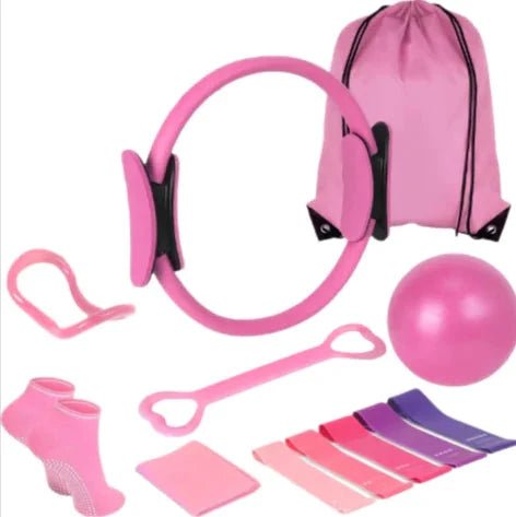 Mandotos 13-piece yoga and Pilates set with mats, blocks, straps, and accessories for exercise and stretching routines