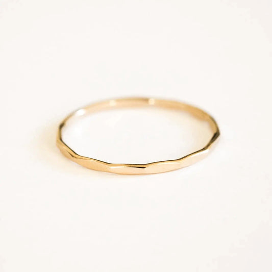 14K gold-filled textured stacking ring from MANDOTOS featuring a stylish, hammered finish and versatile design for everyday wear.