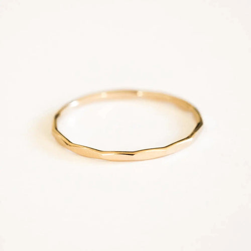14K gold filled textured stacking ring by MANDOTOS featuring a hammered finish and sleek design for everyday wear.