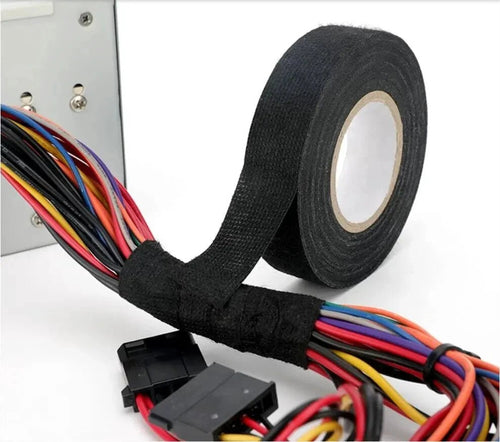 Mandotos 15-meter heat-resistant flame-retardant cloth tape for car cable harness wiring loom protection.