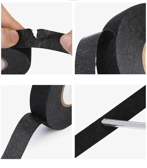 Mandotos 15-meter heat-resistant flame-retardant cloth tape for car cable harness wiring and loom protection.