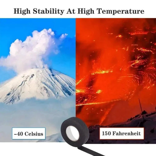 Mandotos 15-meter heat-resistant flame-retardant cloth tape for car cable harness wiring loom protection, adhesive and durable.