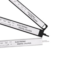 Mandotos 150mm and 100mm electronic digital caliper with carbon fiber body, dial vernier gauge, and precise measuring tool.