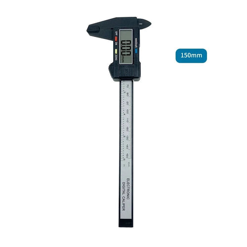 Mandotos 150mm and 100mm electronic digital caliper with carbon fiber body, dial vernier, and micrometer for precise measurements.