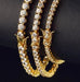 18K gold plated zircon tennis bracelet by MANDOTOS featuring sparkling zircon stones on a delicate chain.