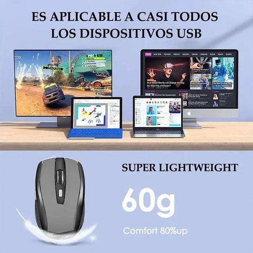 Mandotos 2.4G wireless ergonomic Bluetooth mouse with 6 mute buttons, adjustable DPI for MacBook, tablets, and PCs.