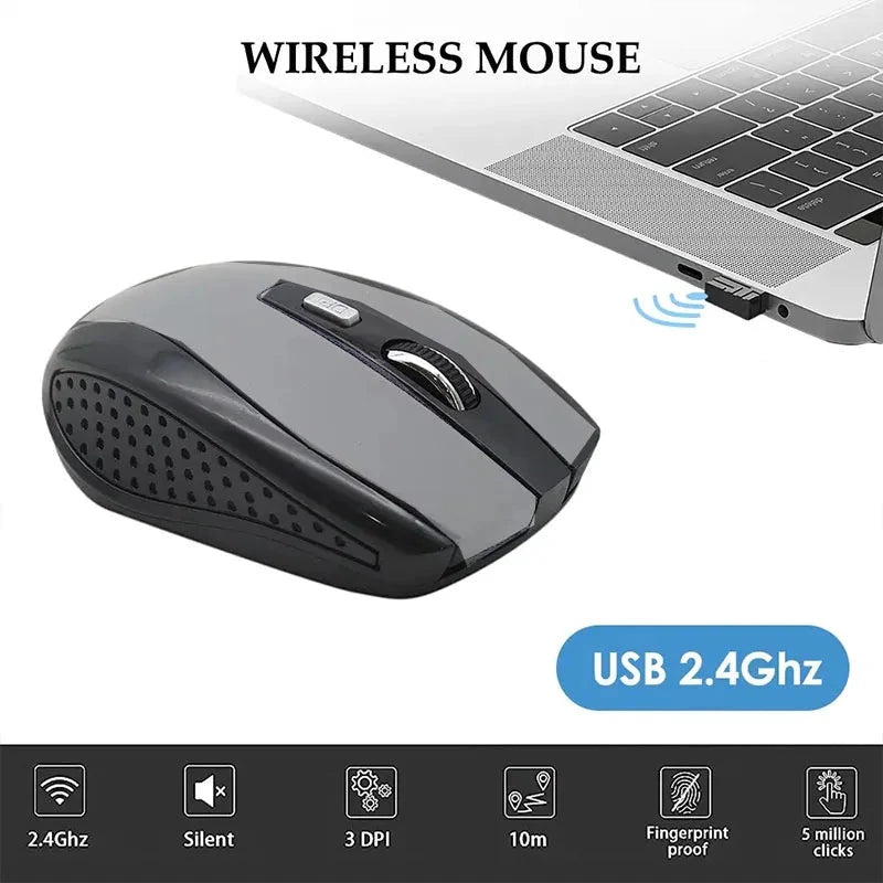 MANDOTOS 2.4G wireless Bluetooth ergonomic mouse with 6 mute buttons, 800/1200/1600 DPI, suitable for MacBook, tablets, and PCs.