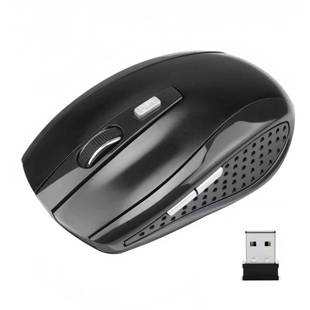 Mandotos 2.4G wireless Bluetooth ergonomic mouse with 6 mute buttons, adjustable DPI for MacBook, tablet, laptop, and PC use.