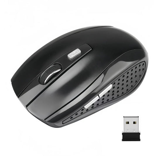 Mandotos 2.4G wireless Bluetooth ergonomic mouse with 6 mute buttons, adjustable DPI for MacBook, tablet, laptop, and PC use.