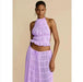 Mandotos 2-piece chic halter dress suit set featuring a stylish halter top and matching skirt, perfect for trendy summer wear.
