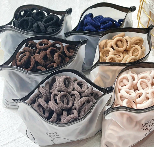 Set of 20/50 kids elastic hair bands with colorful sweets designs, suitable for girls' hair ties, clips, and headbands.