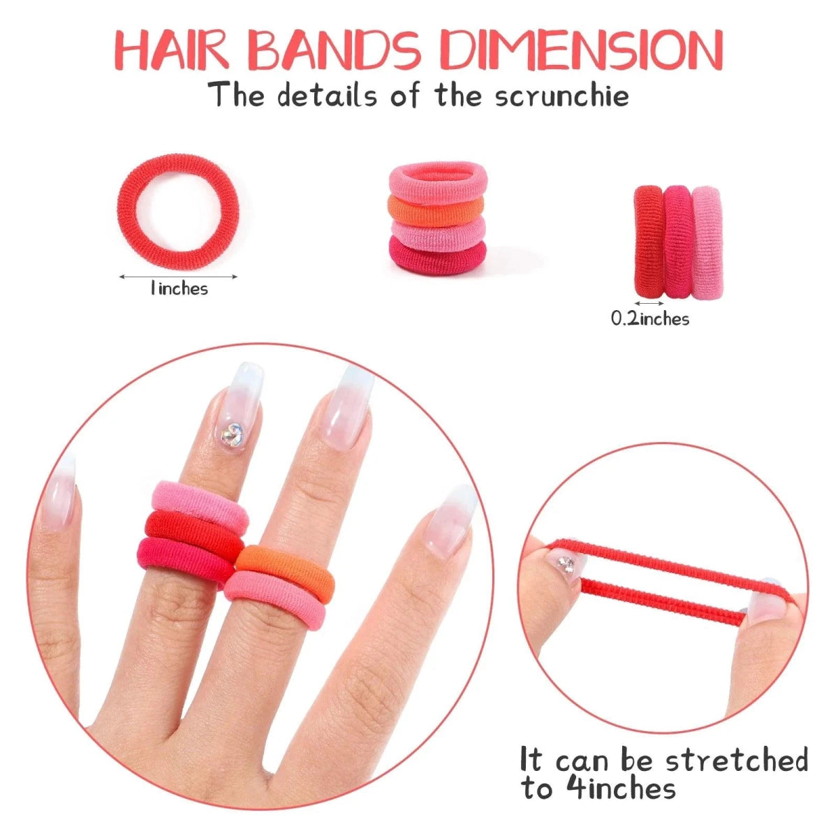 Mandotos kids elastic hair bands with colorful sweets design, suitable for girls' hair ties, clips, and headbands.