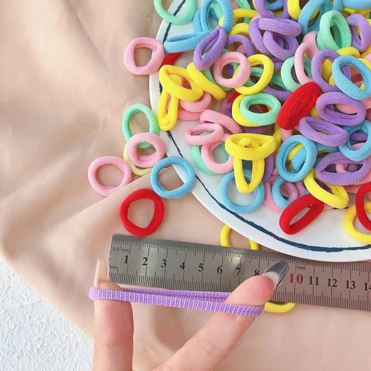 Mandotos kids elastic hair bands with colorful sweets prints, suitable for girls' hair ties, clips, and headbands for children.