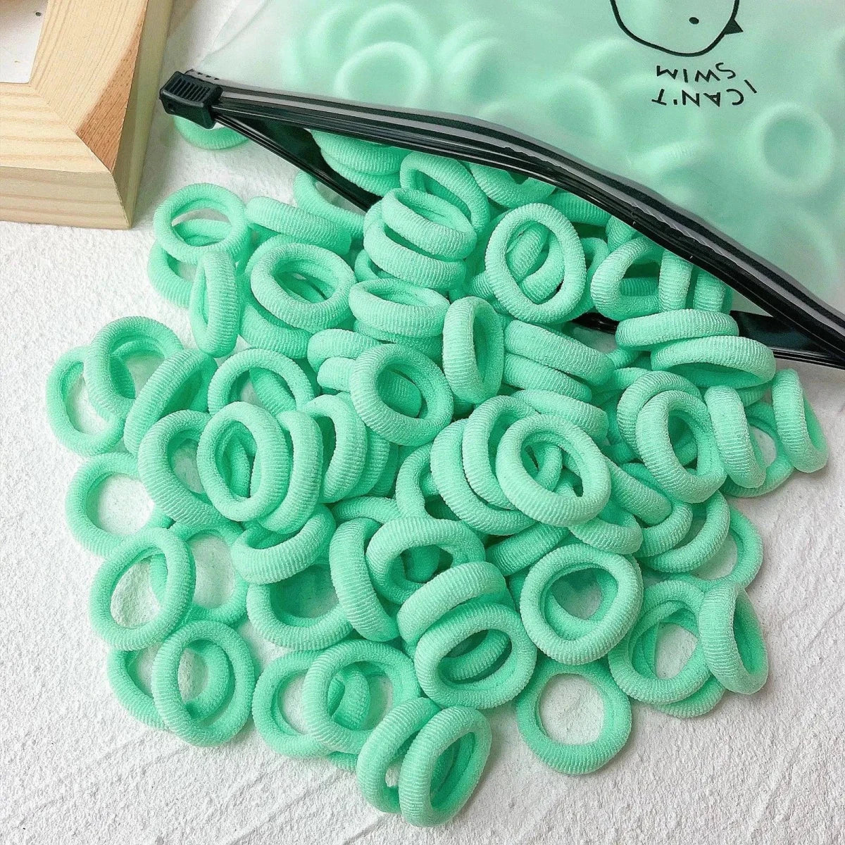 Mandotos kids elastic hair bands with colorful sweets designs, suitable for girls' hair ties, clips, and headbands for children.